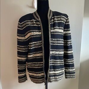 Vintage black and gold zip up cardigan sz M